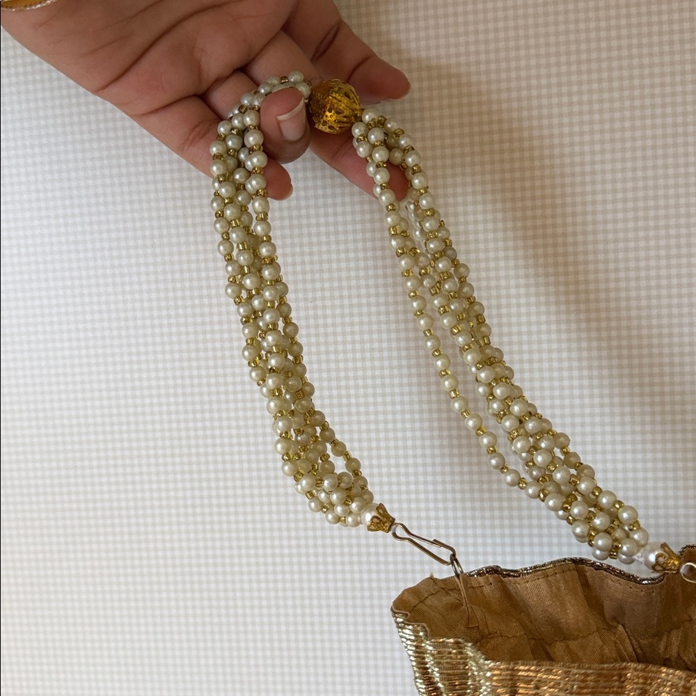 Ethnic Indian Wear Pink and Gold Floral Clutch - Picture 3 of 4